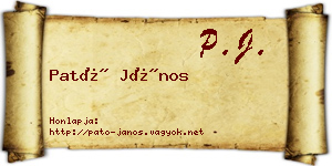 Pató János névjegykártya